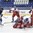 POPRAD, SLOVAKIA - APRIL 20: Czech Republic's Jiri Patera #30 scrambles to cover up a loose puck while his teammates Dalimil Mikyska #22, David Kvasnicka #7, Jachym Kondelik #25 and Finland's Jesse Ylonen #29 and Santeri Virtanen #22 look on  during quarterfinal round action at the 2017 IIHF Ice Hockey U18 World Championship. (Photo by Andrea Cardin/HHOF-IIHF Images)

